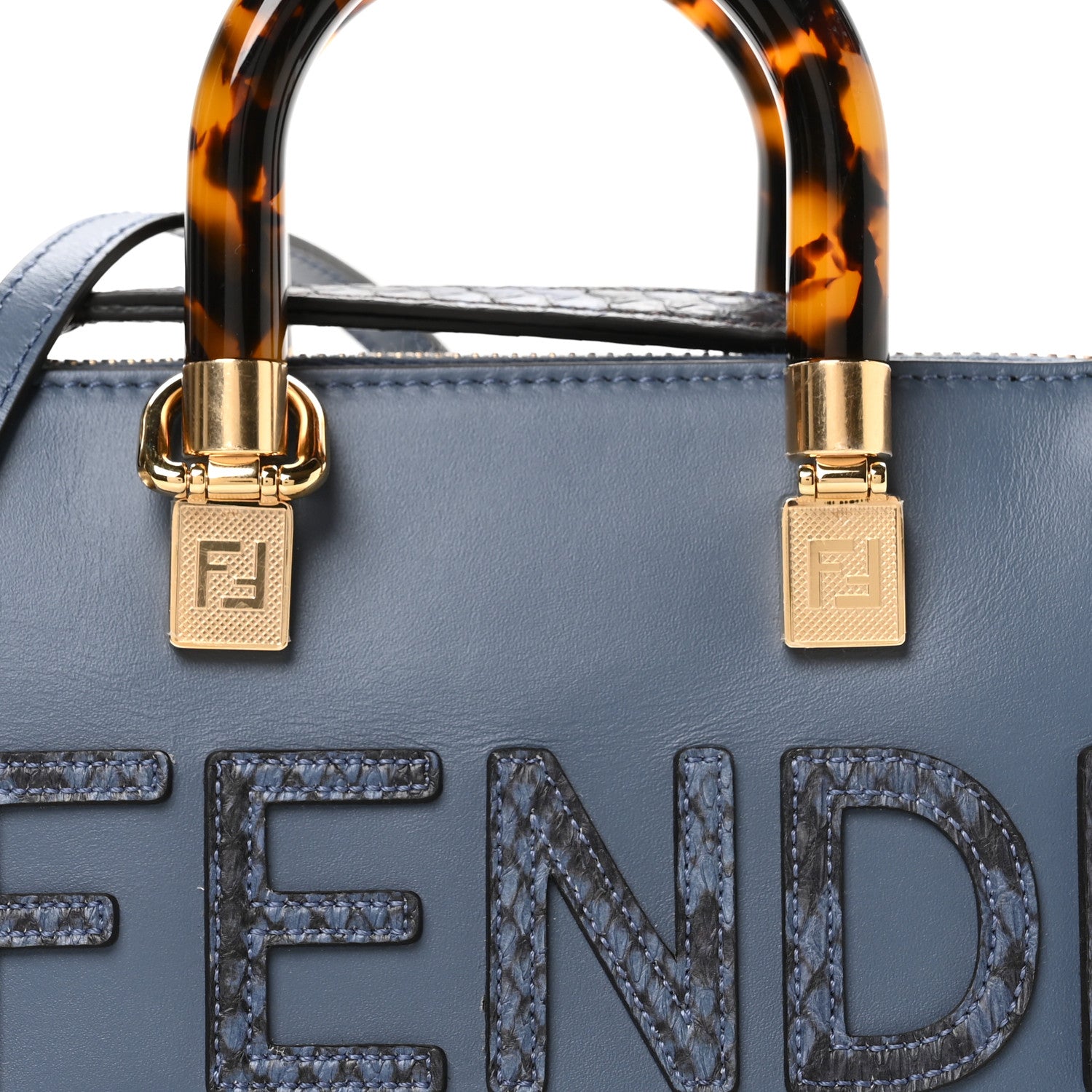 Fendi Vitello King Plexiglass Elaphe Python Print Logo Mini By The Way Mirto 8 of 10