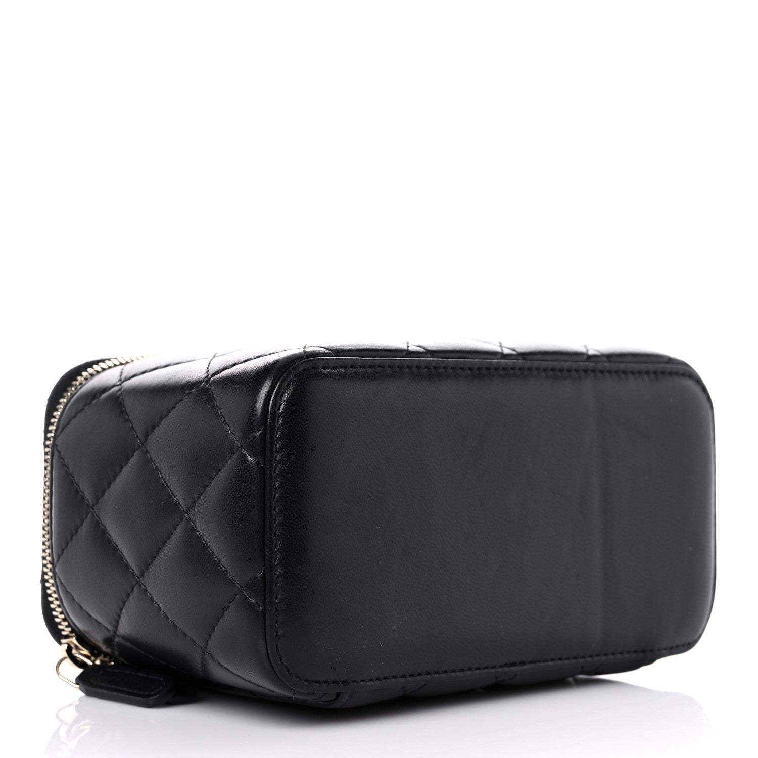 Chanel Lambskin Quilted Small Pearl Crush Vanity Case With Chain Black 4 of 10