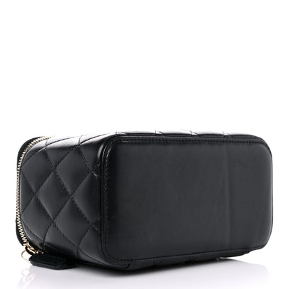 Chanel Lambskin Quilted Small Pearl Crush Vanity Case With Chain Black 4 of 10