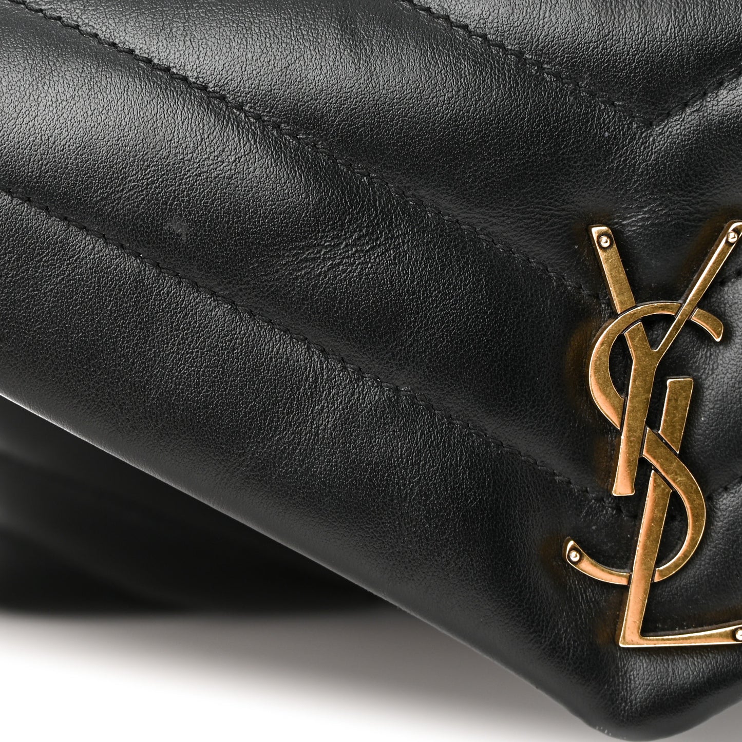 Calfskin Y Quilted Monogram Small Loulou Chain Satchel Black