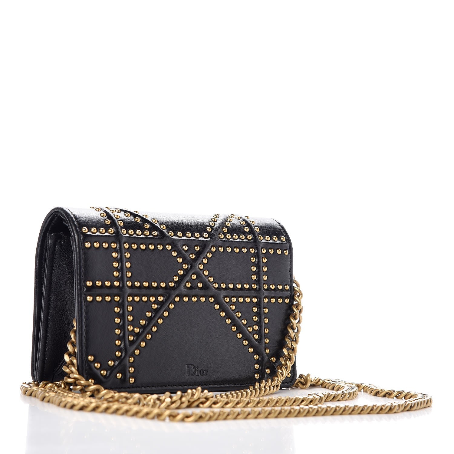 Christian Dior Lambskin Studded Micro Diorama Flap Bag Black 3 of 8