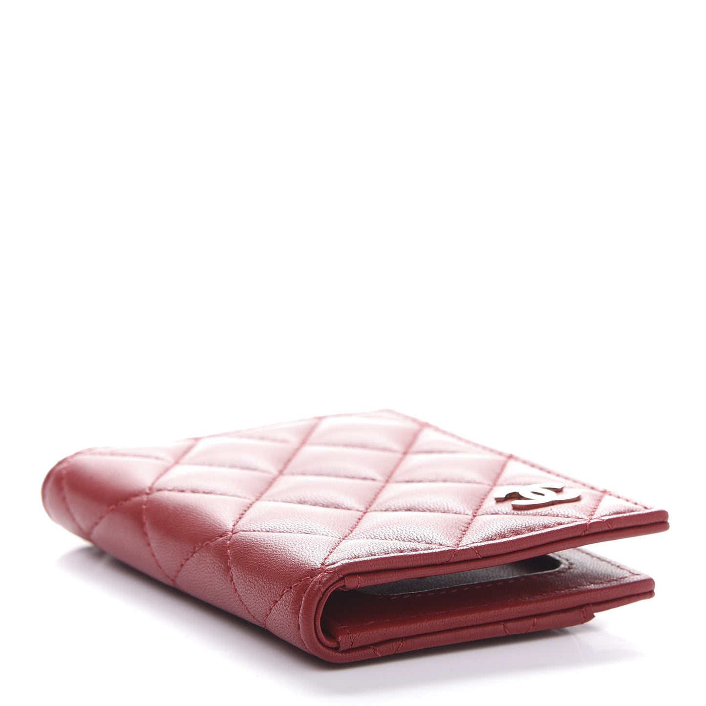 Lambskin Quilted Card Holder Wallet Red