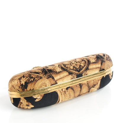 Alexander McQueen Silk Gibbons Printed Hell's Knuckle Duster Clutch Black Gold 5 of 10