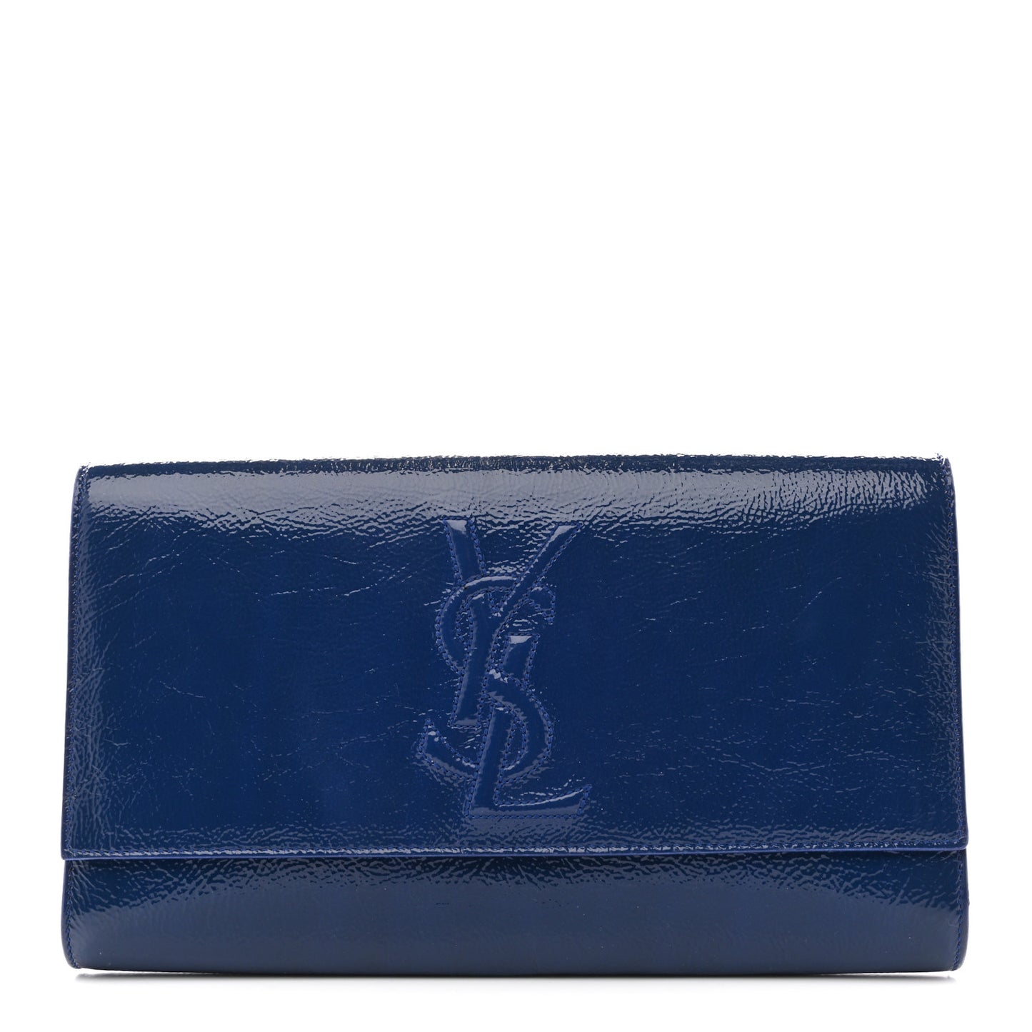 Textured Patent Monogram Large Belle De Jour Clutch Royal Blue