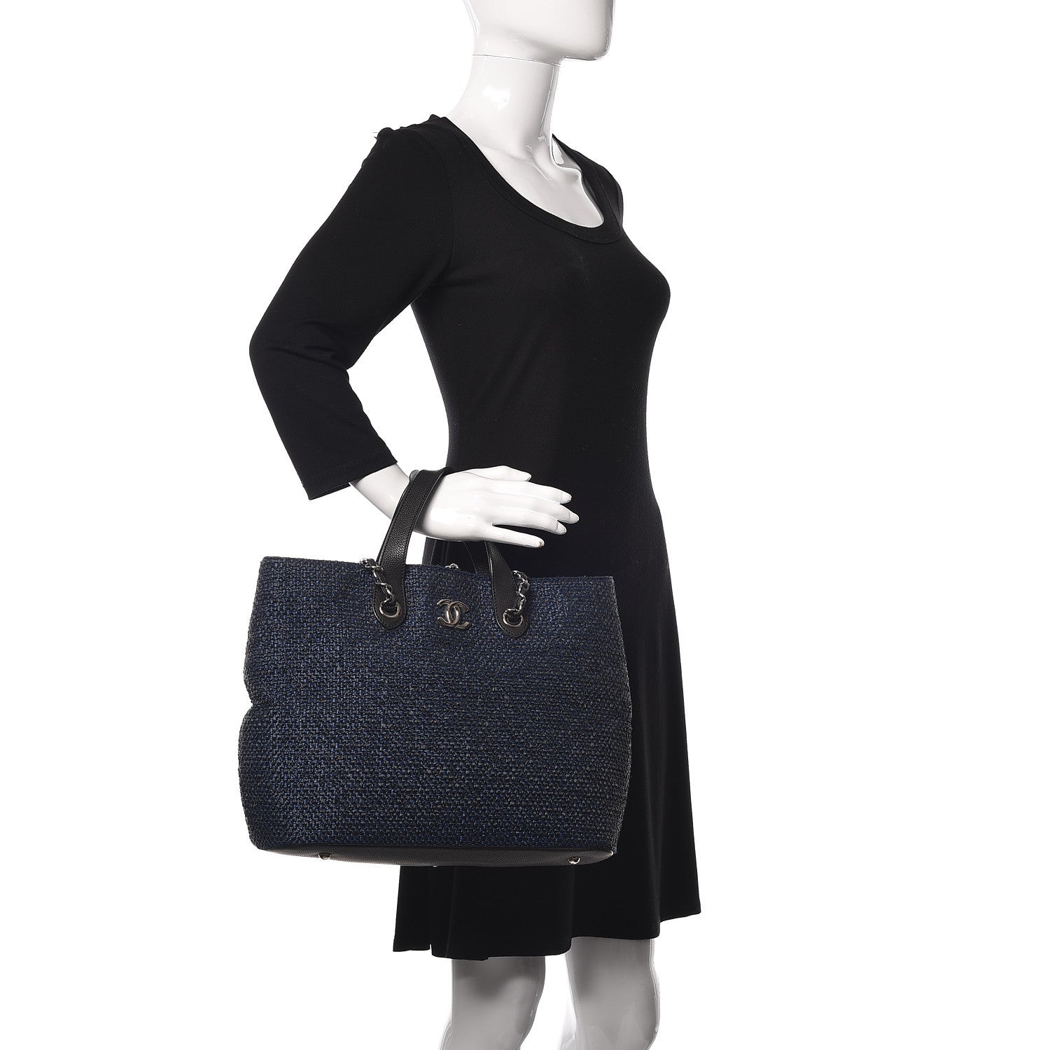 Chanel Woven Straw Tote Blue 2 of 11