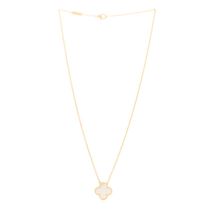 Van Cleef & Arpels 18K Yellow Gold Mother of Pearl Vintage Alhambra Pendant Necklace 3 of 6