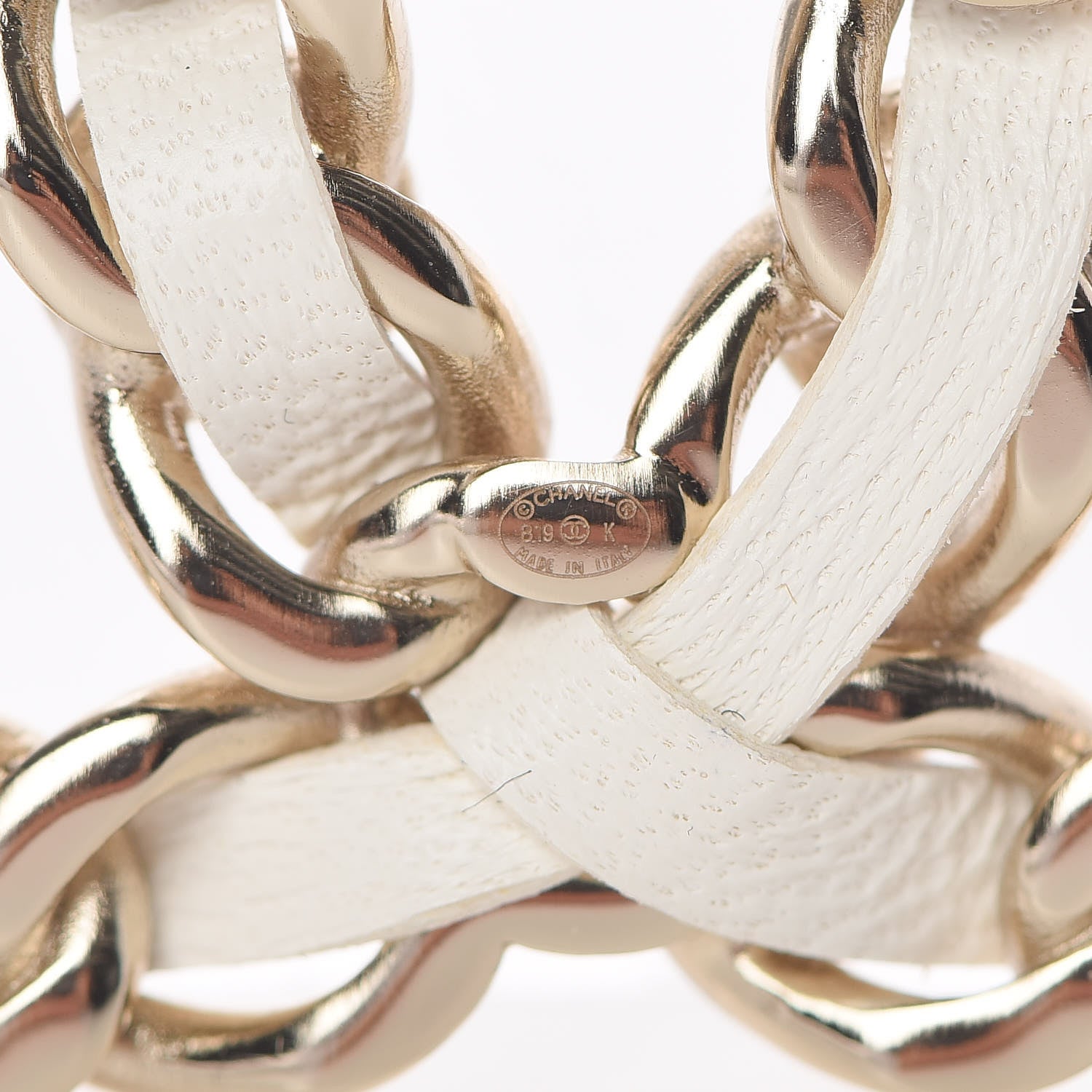 Chanel Lambskin Pearl Chain CC Brooch Gold White 4 of 5