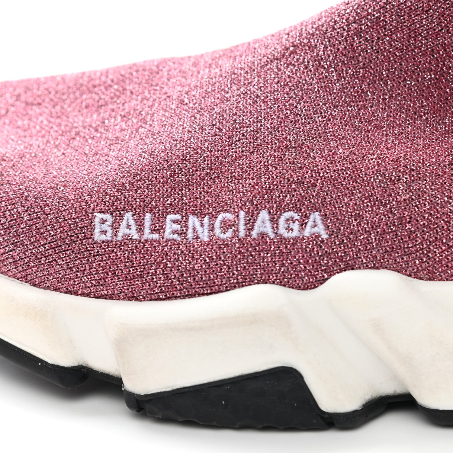 Balenciaga Laminated Knit Bi-Color Sole Womens Speed Sneakers 37 Pink White Black 7 of 10