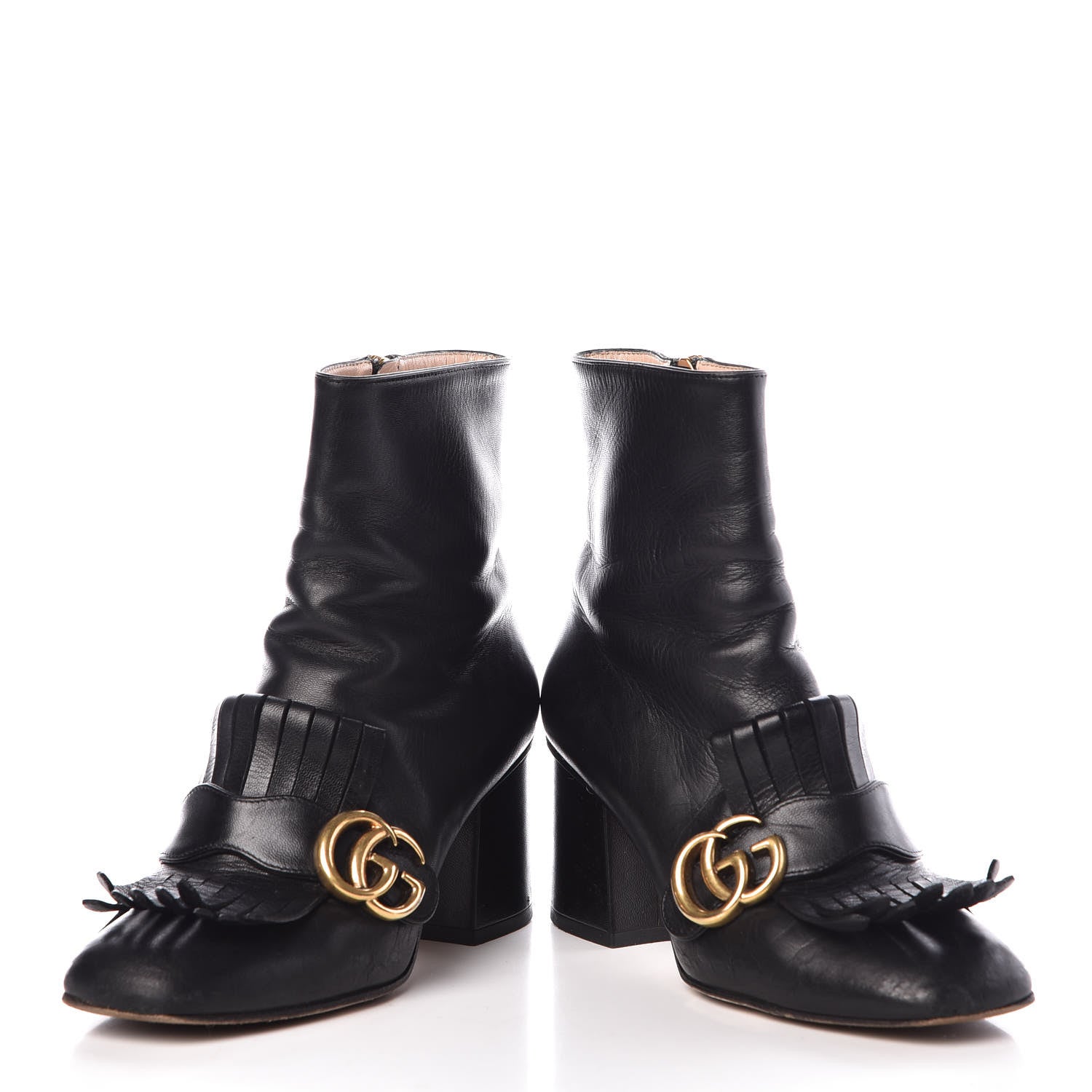 Gucci Malaga Kid GG Marmont Fringe 75mm Ankle Boots 35.5 Black 6 of 15
