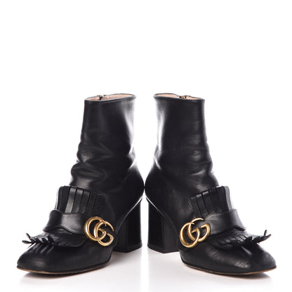 Gucci Malaga Kid GG Marmont Fringe 75mm Ankle Boots 35.5 Black 6 of 15