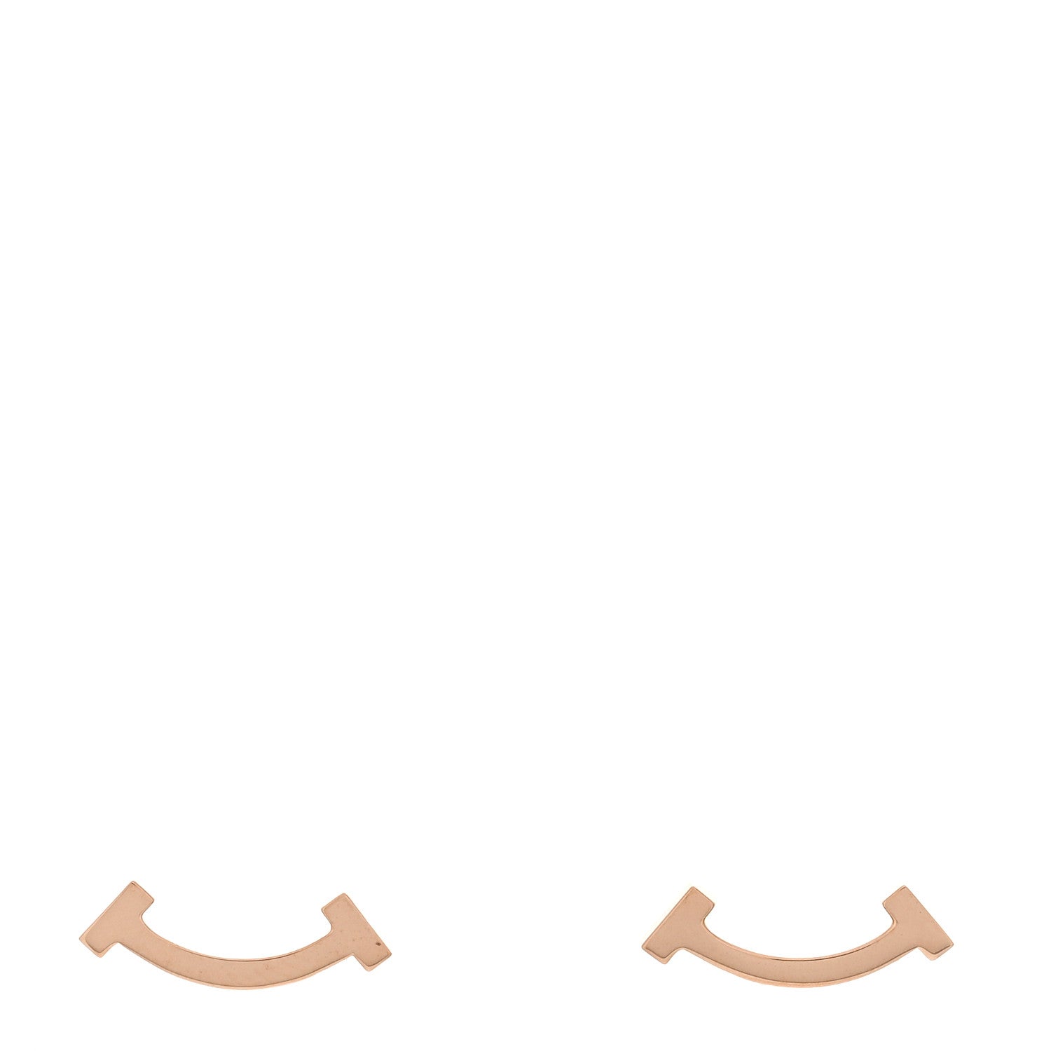Tiffany 18K Rose Gold T Smile Stud Earrings 1 of 4