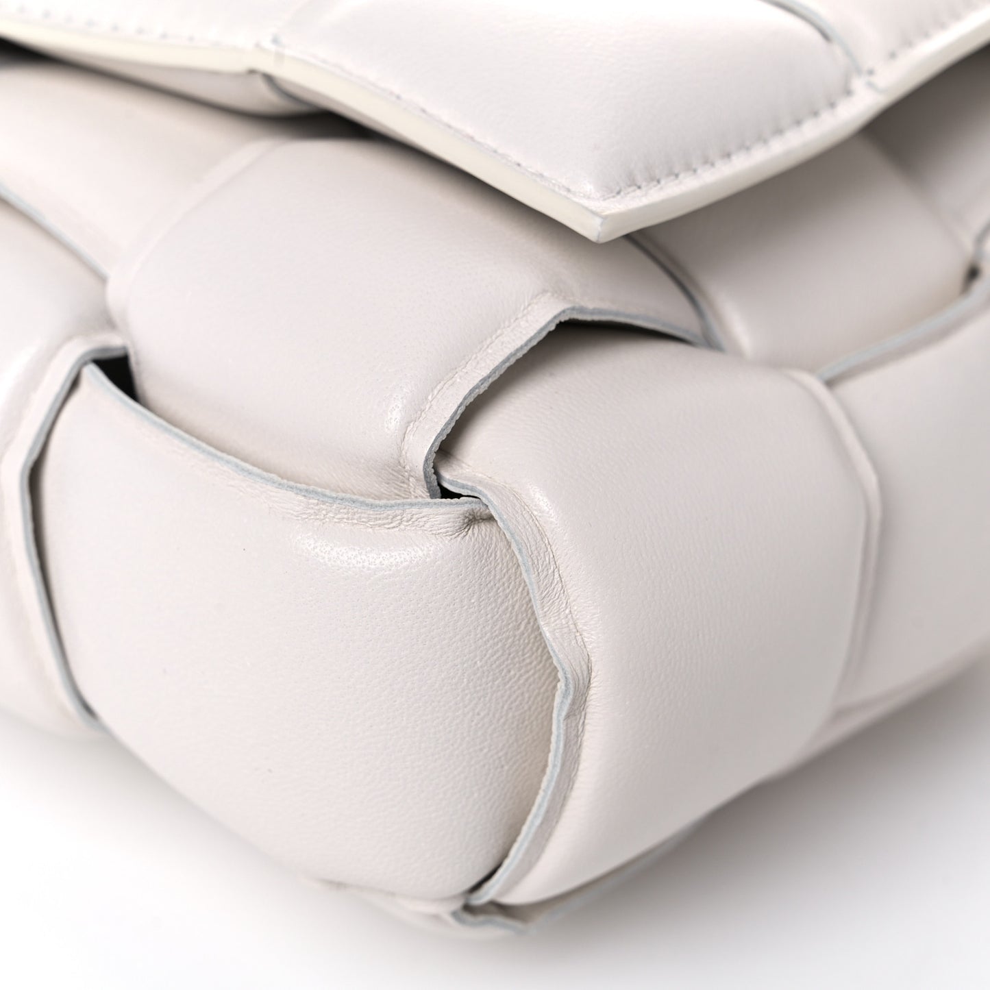 Nappa Maxi Intreccio Padded Cassette Crossbody Bag Chalk