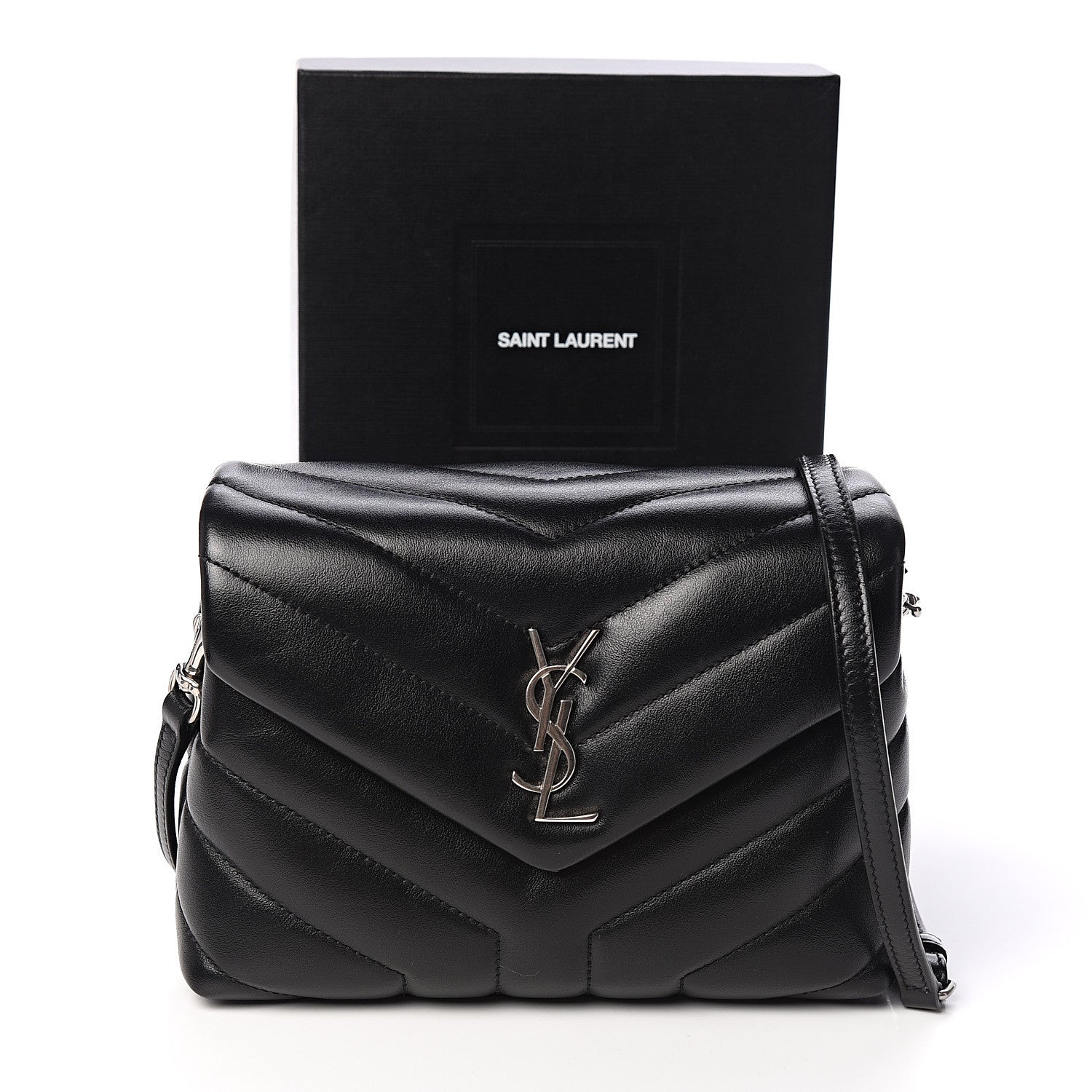 Saint Laurent Calfskin Y Quilted Monogram Toy Loulou Crossbody Bag Black 8 of 8