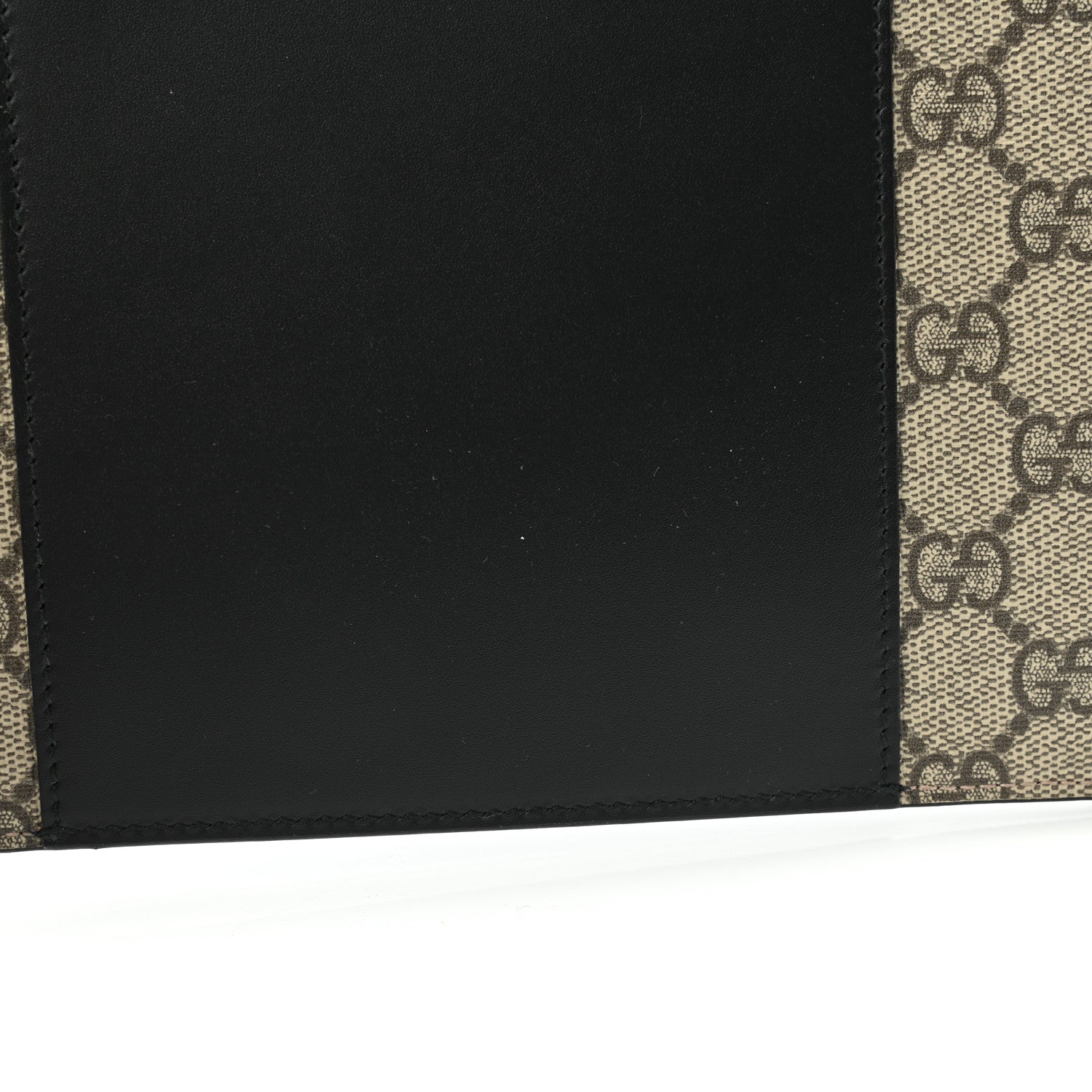 Gucci GG Supreme Monogram Zip Wristlet Pouch Beige Black 1087614