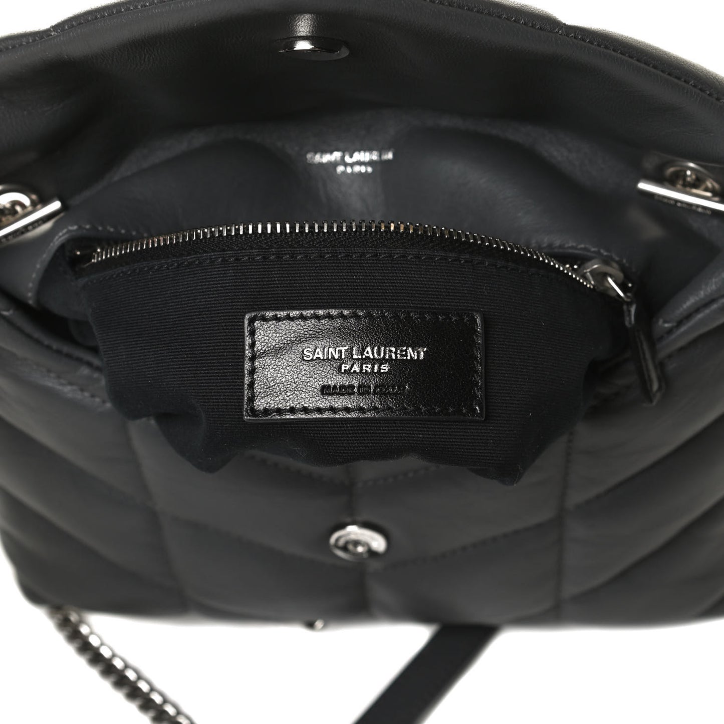 Lambskin Quilted Toy Loulou Puffer Monogram Chain Satchel Storm