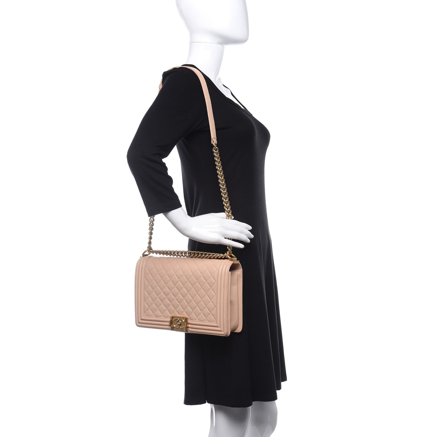 Chanel Caviar Quilted New Medium Boy Flap Beige 2 of 9