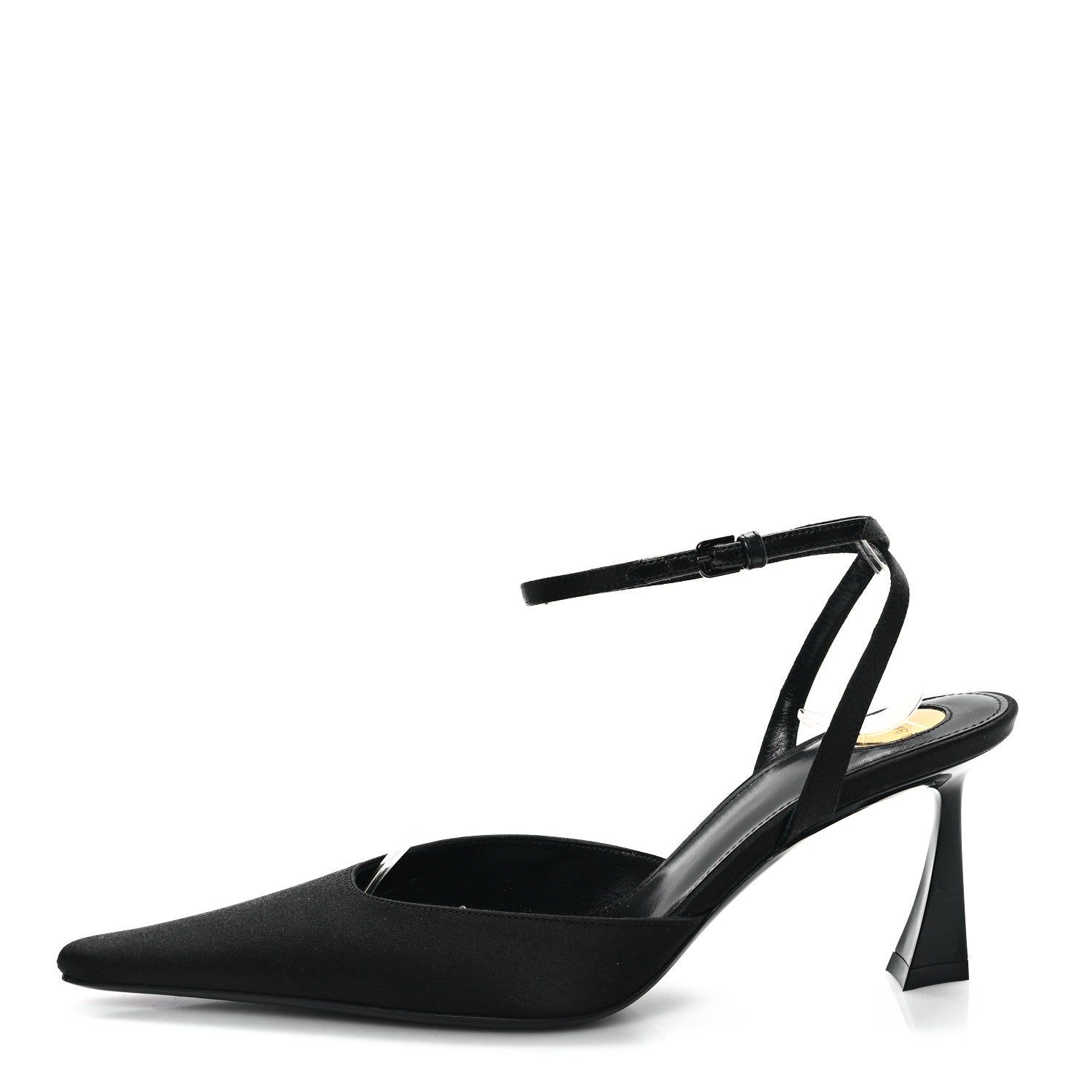 Saint Laurent Satin Crepe Aimee 75 Slingback Pumps 35.5 Black 1 of 10