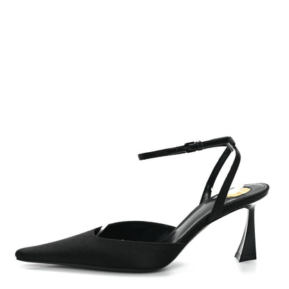 Saint Laurent Satin Crepe Aimee 75 Slingback Pumps 35.5 Black 1 of 10