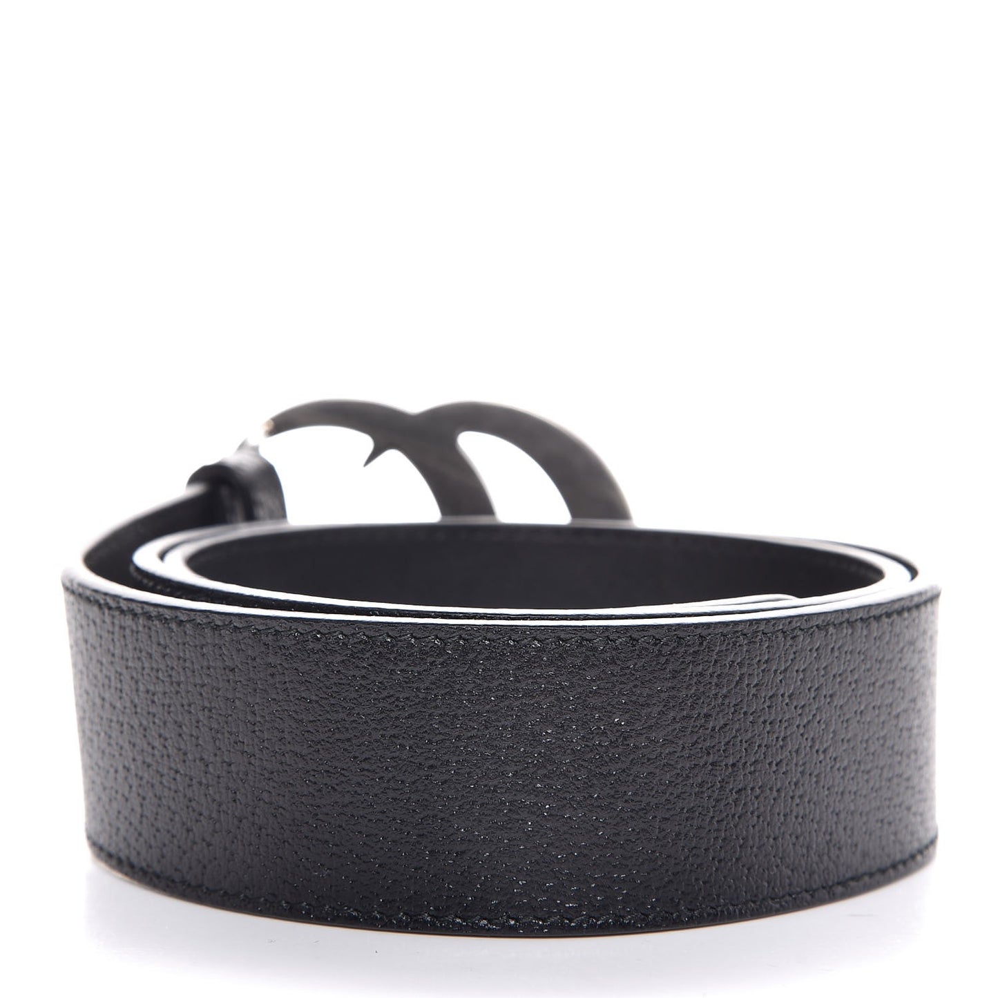 Textured Dollar Calfskin Nickel Double G 40mm Belt 75 30 Black