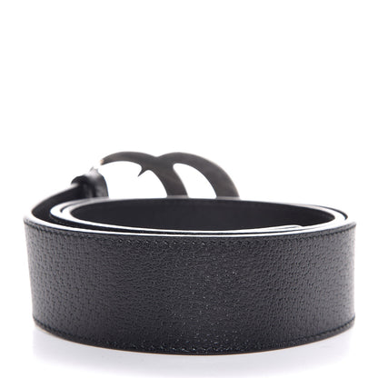 Gucci Textured Dollar Calfskin Nickel Double G 40mm Belt 75 30 Black 3 of 6