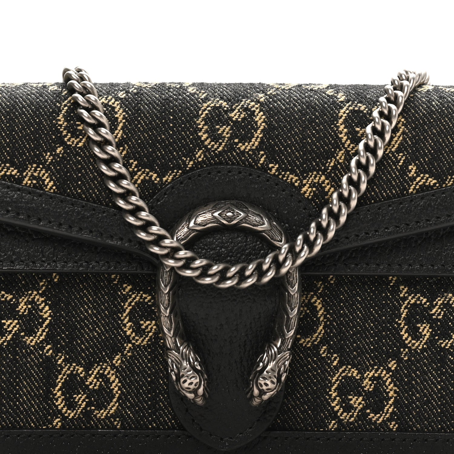 Gucci Jacquard Black Denim GG Monogram Super Mini Dionysus