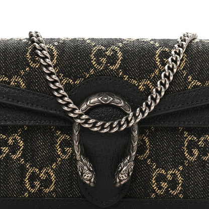 Gucci Jacquard Black Denim GG Monogram Super Mini Dionysus Shoulder Bag Black Ivory 7 of 9