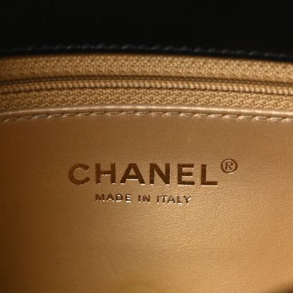 Chanel Lambskin Quilted CC Crystal Logo Chain Flap Black 6 of 10