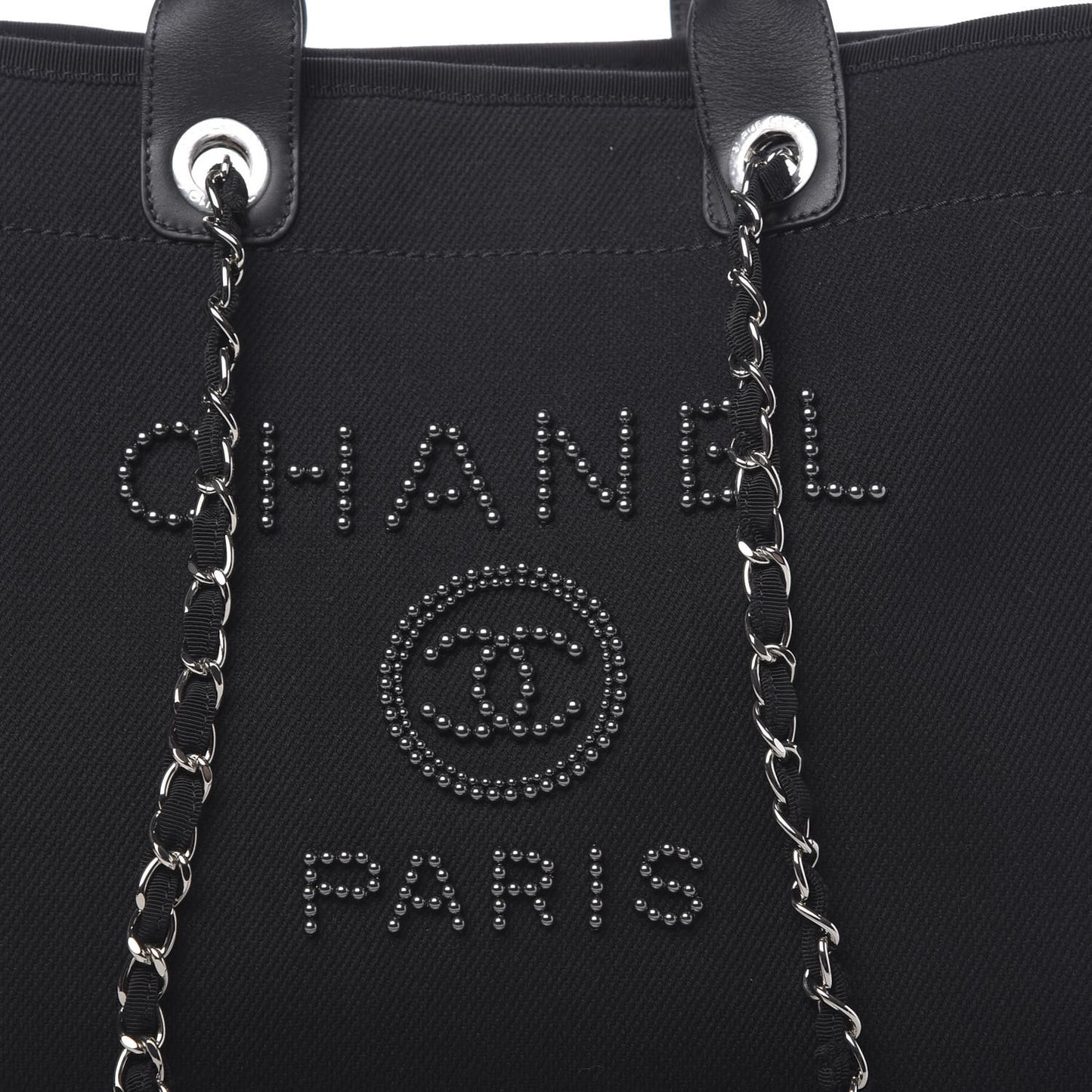 Canvas Pearl Medium Deauville Tote Black