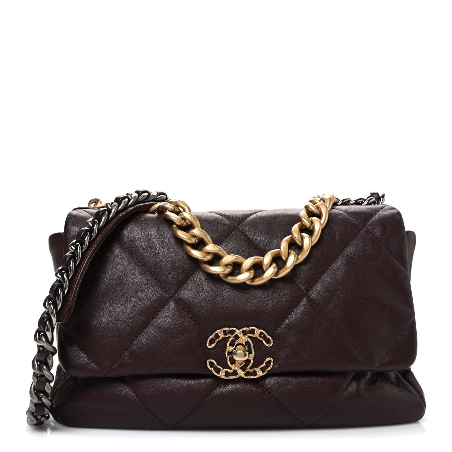 Goatskin Quilted Large Chanel 19 Flap Puple