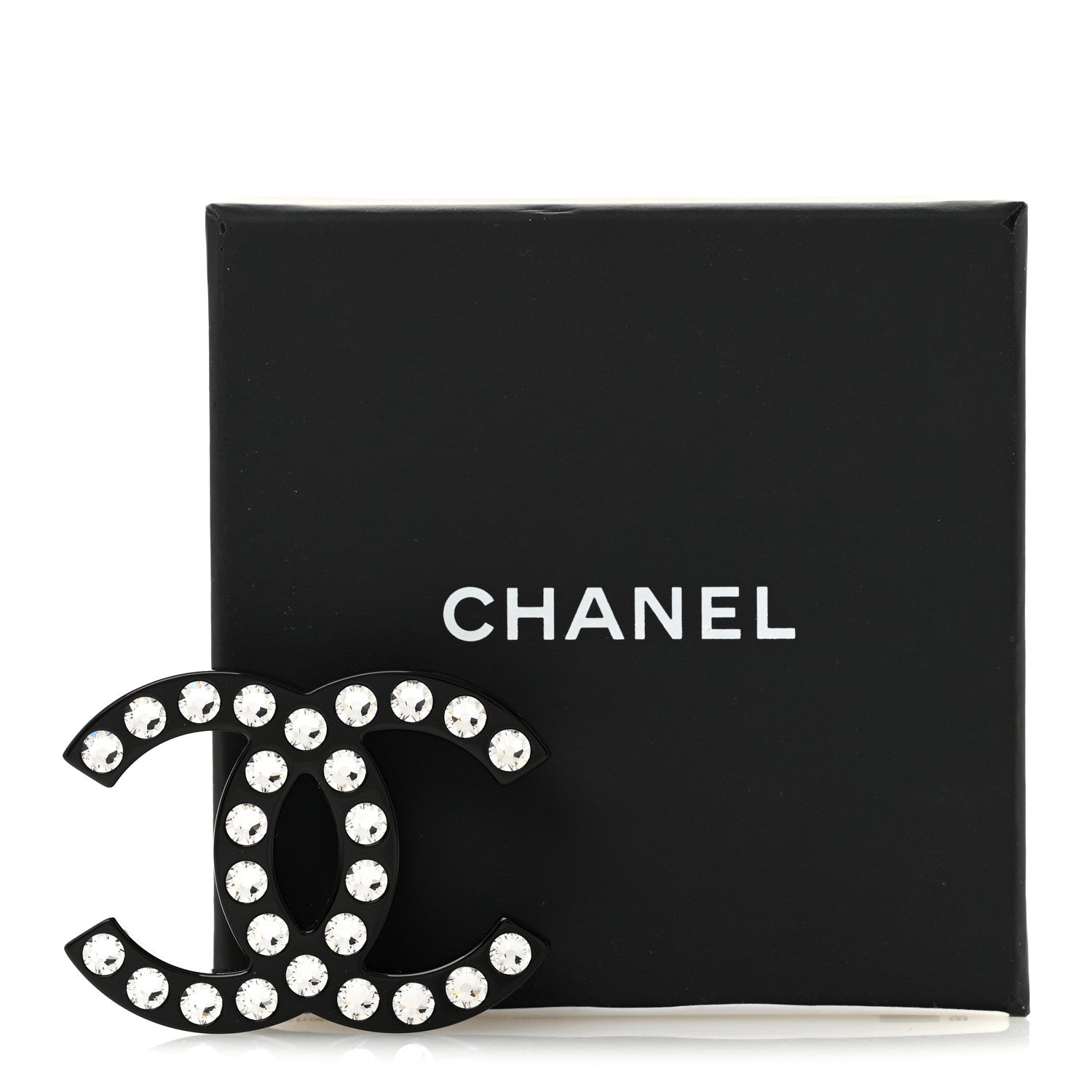Chanel Resin Crystal CC Brooch Black 4 of 4