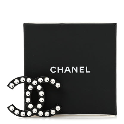 Chanel Resin Crystal CC Brooch Black 4 of 4
