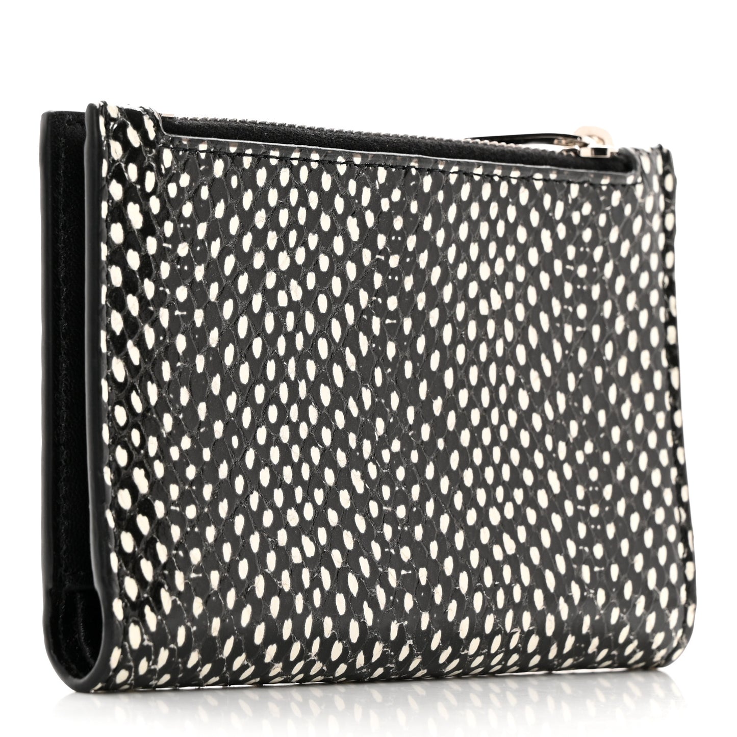 Calfskin Lambskin Snakeskin Embossed Monogram Fragments Wallet Black White