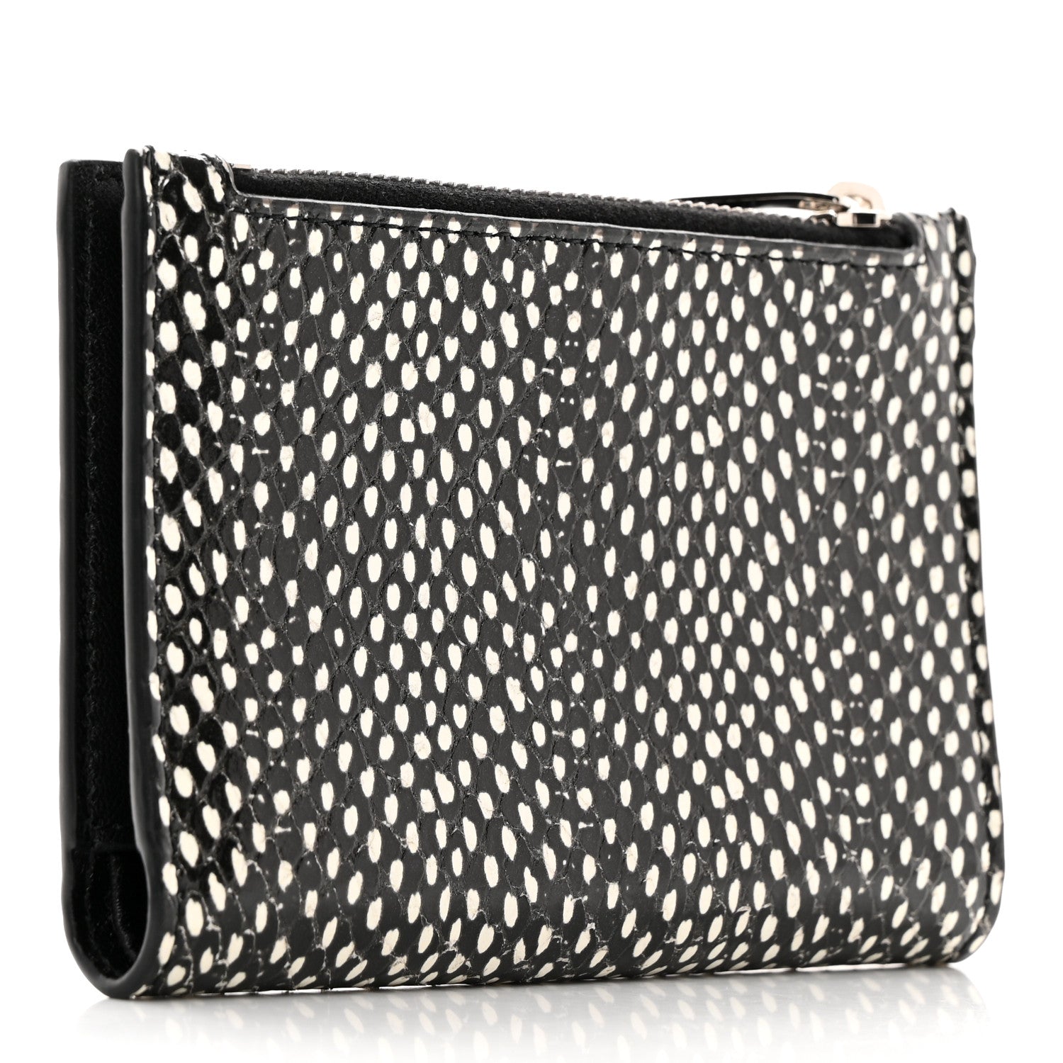 Saint Laurent Calfskin Lambskin Snakeskin Embossed Monogram Fragments Wallet Black White 3 of 9