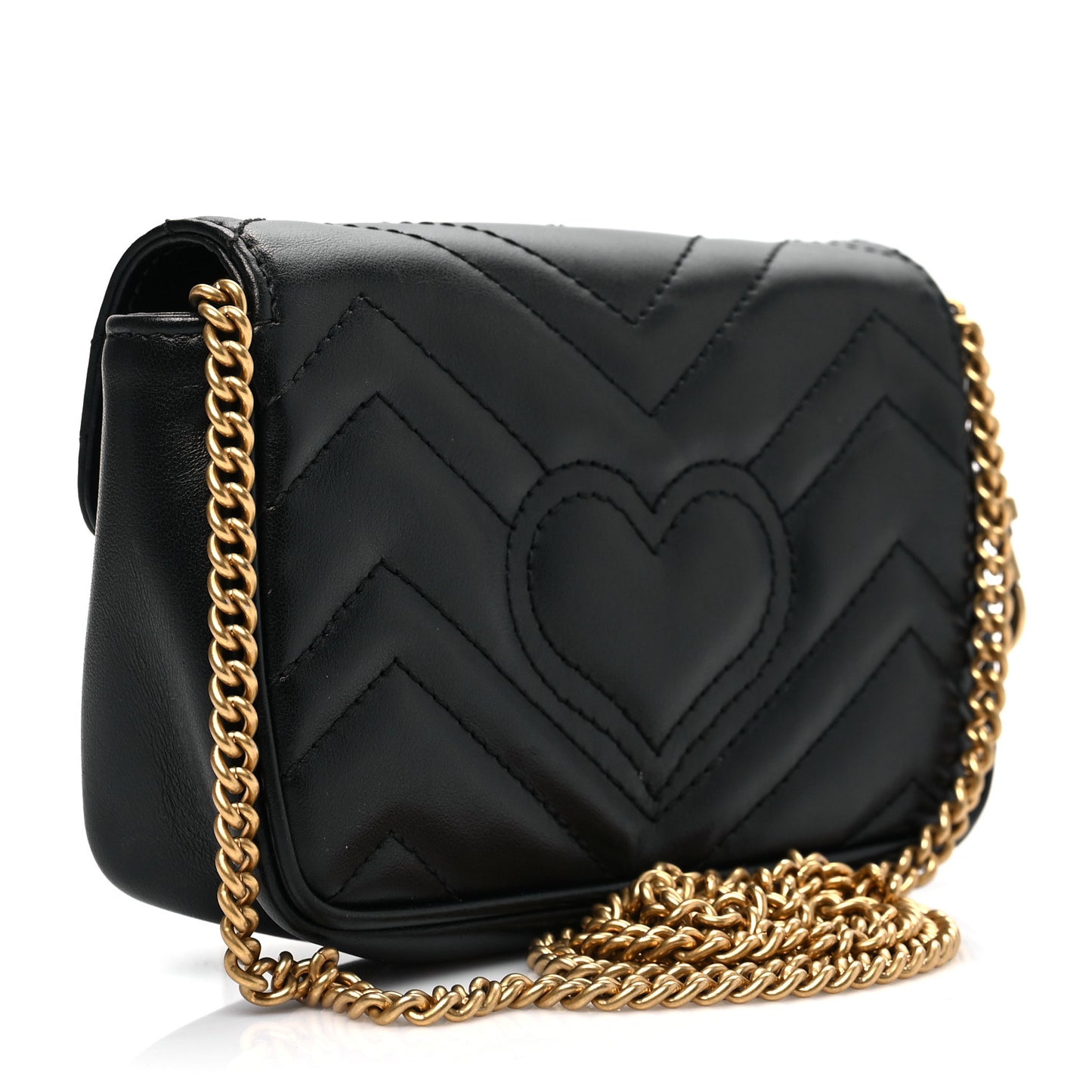 Calfskin Matelasse Super Mini GG Marmont Shoulder Bag Black