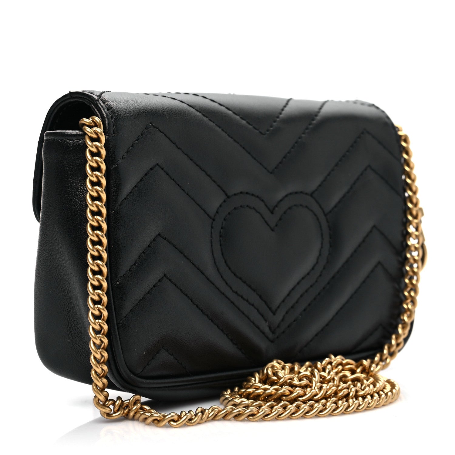 Gucci Calfskin Matelasse Super Mini GG Marmont Shoulder Bag Black 3 of 8