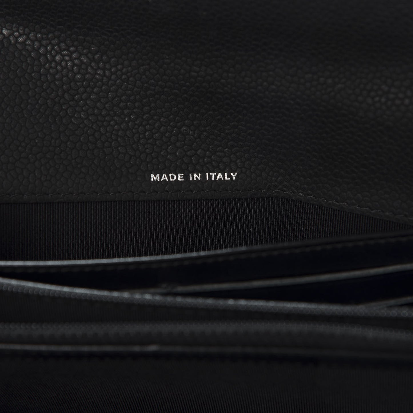 Iridescent Caviar Quilted Large Flap Wallet Black