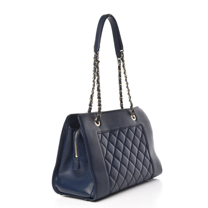 Chanel Sheepskin Quilted Mademoiselle Vintage Shopping Tote Navy 3 of 16
