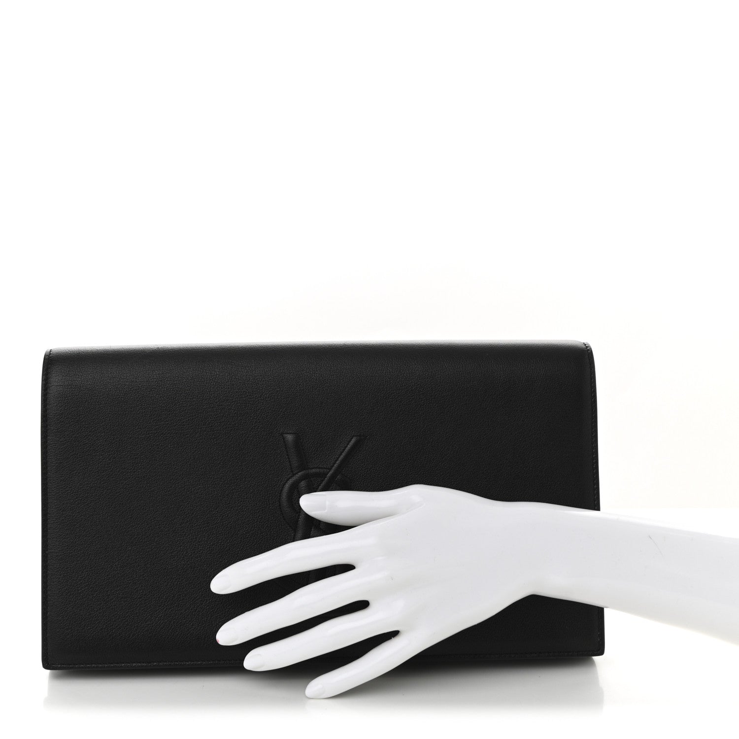 Saint Laurent Calfskin Monogram Large Belle De Jour Clutch Black 2 of 9