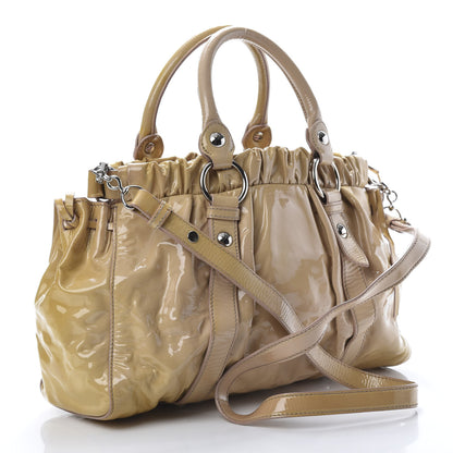 Miu Miu Vernice Gathered Tote Beige 3 of 13
