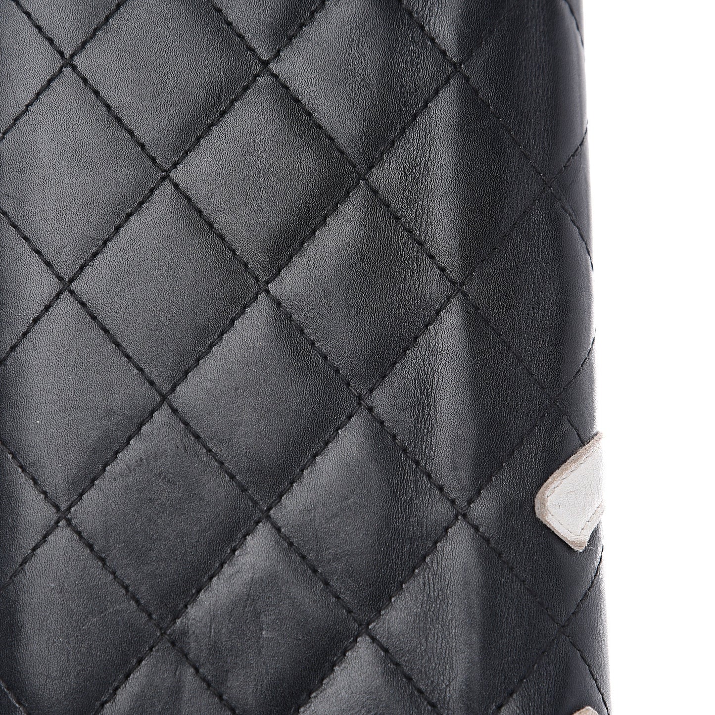 Calfskin Quilted Cambon Yen Wallet Black White