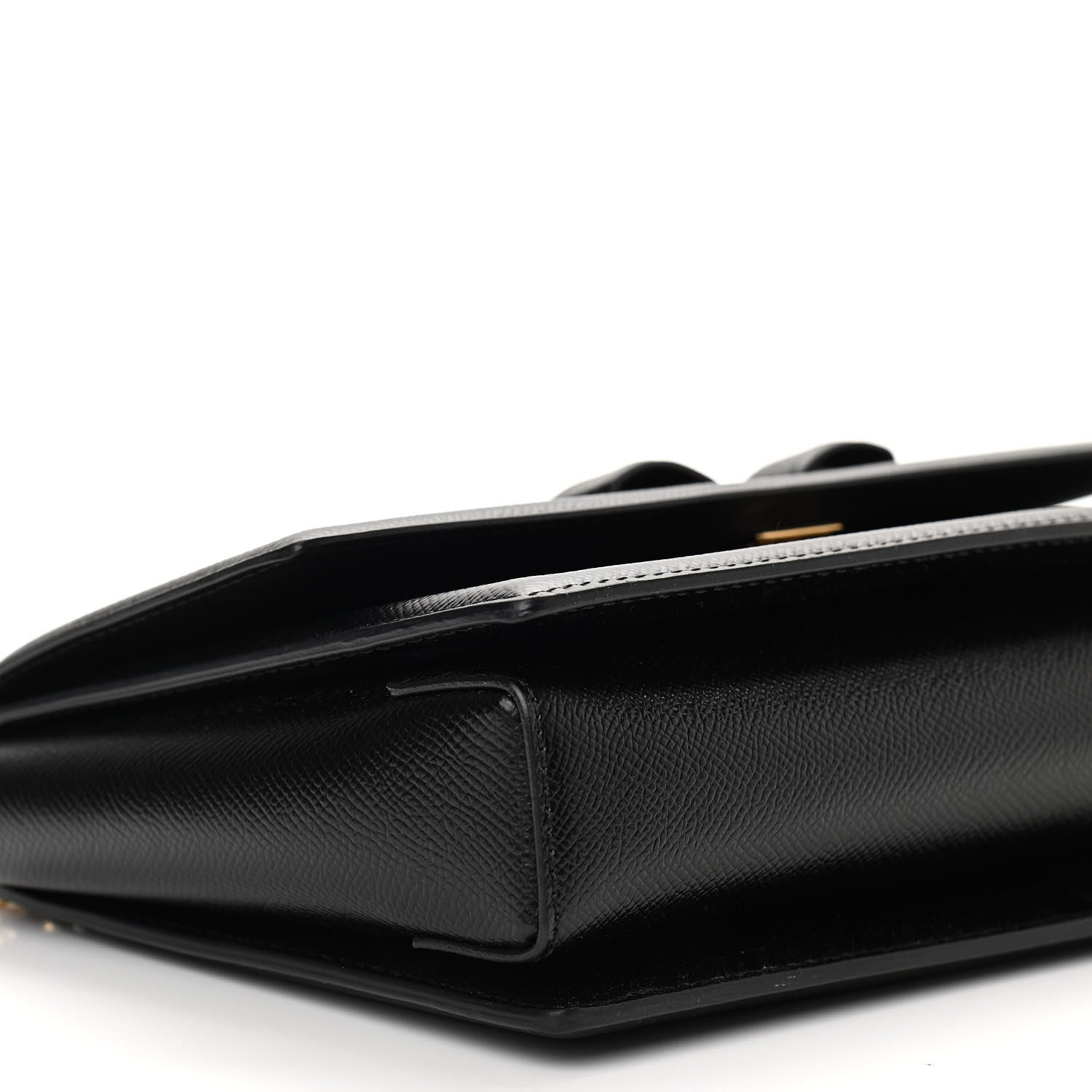 Salvatore Ferragamo Hammered Calfskin Vara Bow Chain Flap Crossbody Black 8 of 9