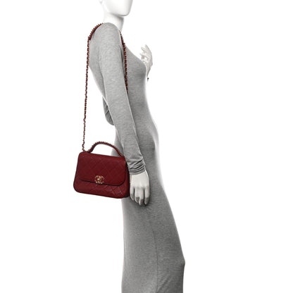 Chanel Lambskin Quilted Chain Infinity Top Handle Flap Burgundy 2 of 12