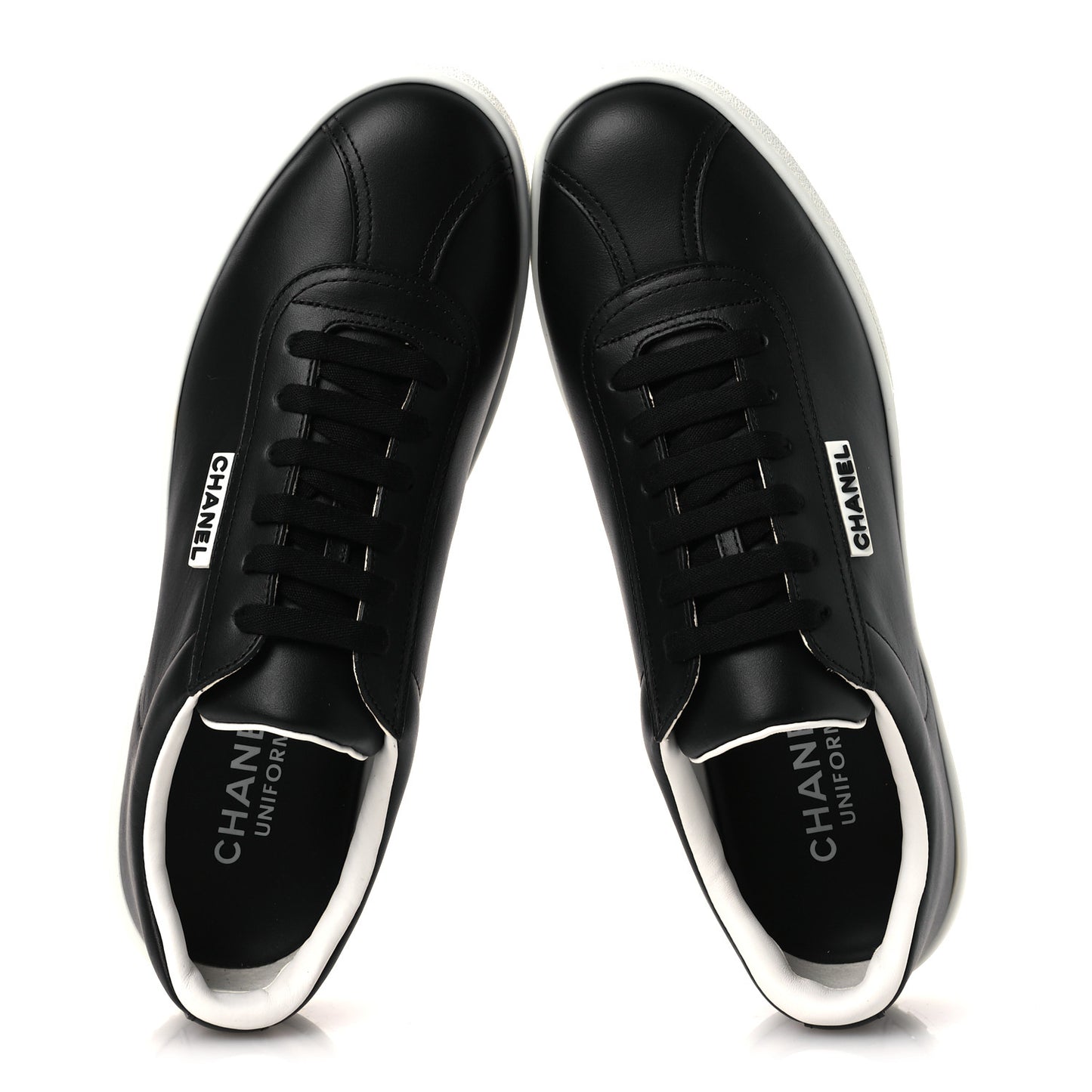 Calfskin CC Womens Uniform Sneakers 41 Black