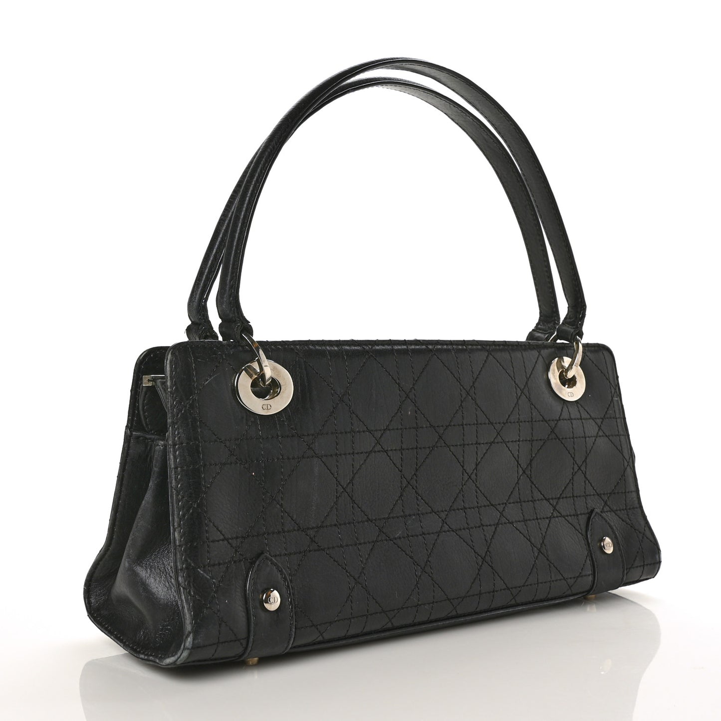 Calfskin Cannage Stitched Small Lady East West Lady Dior Black
