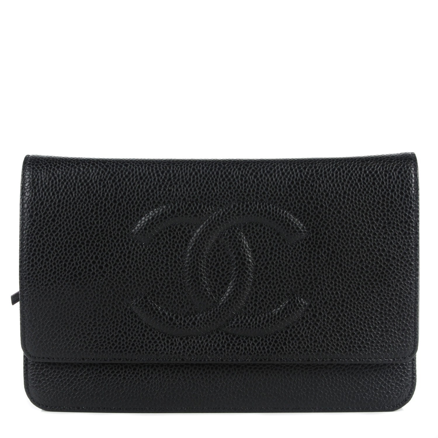 Chanel Caviar Timeless CC Wallet On Chain WOC Black 1 of 9