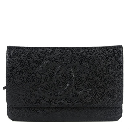 Chanel Caviar Timeless CC Wallet On Chain WOC Black 1 of 9