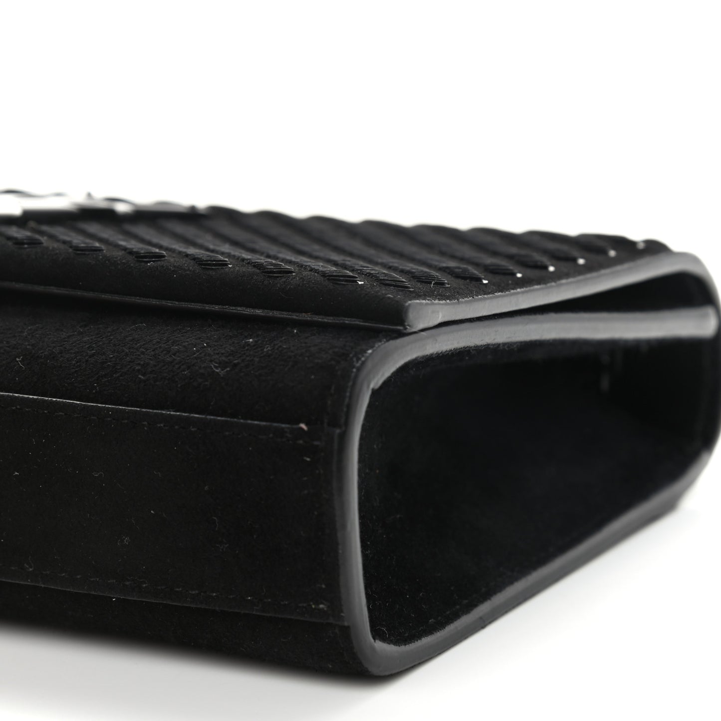 Suede Sequin Small Classic Monogram Kate Satchel Black