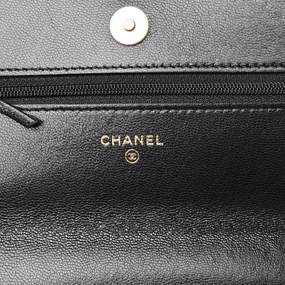 Chanel Goatskin Quilted 19 Wallet On Chain WOC Black 6 of 12
