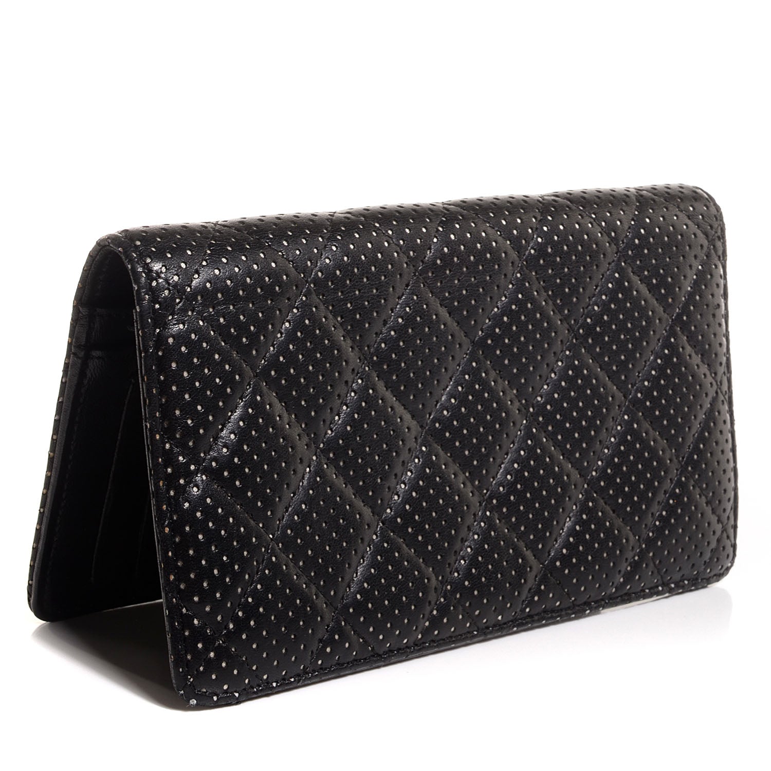Chanel Lambskin Perforated Yen Wallet Black 3 of 8