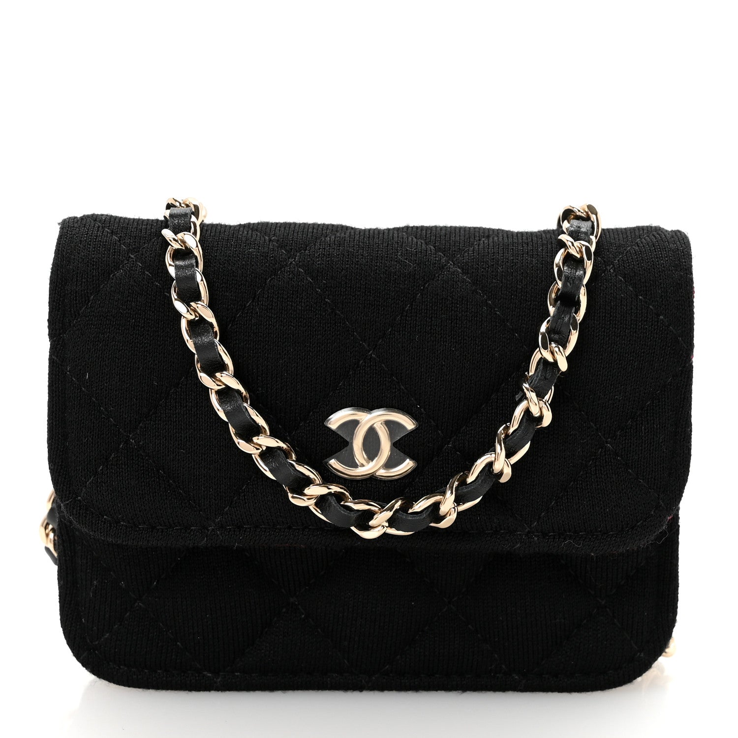 Chanel Jersey Quilted Micro Mini Flap Black 1 of 10